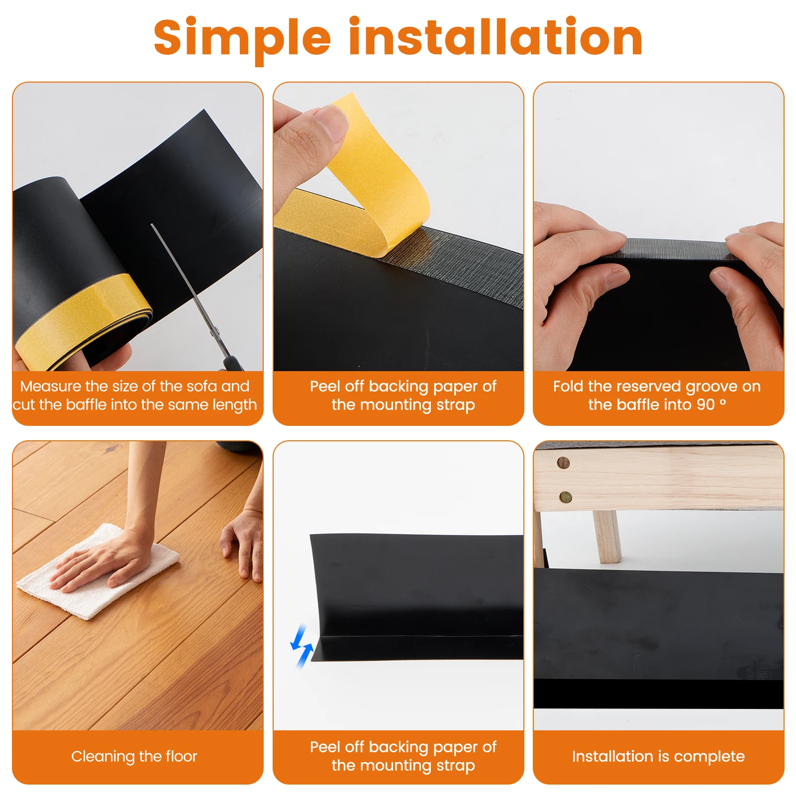 مانع تحت الأريكة من كلوريد البولي فينيل لتحت الأريكة ، أسود ، شفاف ، متعدد الأغراض ، مقطوع ، فجوة أريكة ، مصد ، سدادات ، 300x11cm