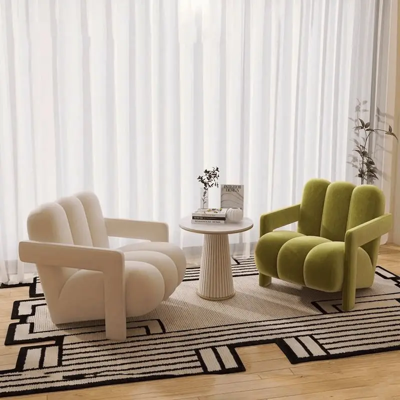 

Nordic solid wood living room chair living room sofa home balcony single leisure backrest armchair fabric sofa chair furniture
