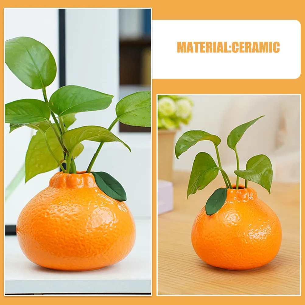 Unique Orange Design Ceramic Flower Vase Meticulously Handcrafted Desktop Vase for Floral Arrangement Farmhouse Modern Home