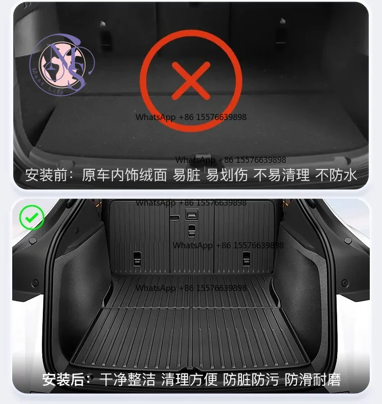 TPE Trunk Mat, Full Coverage Rear Cargo Liner, Car Interior Protective Pad Accessories