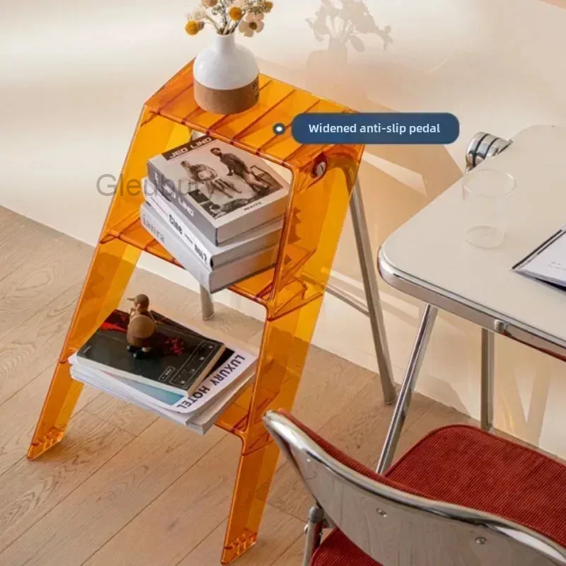 Multi Functional Transparent Folding Ladder for Household Use, Nordic Acrylic Ladder Stool, Indoor Anti Slip Three-step Ladder view 4