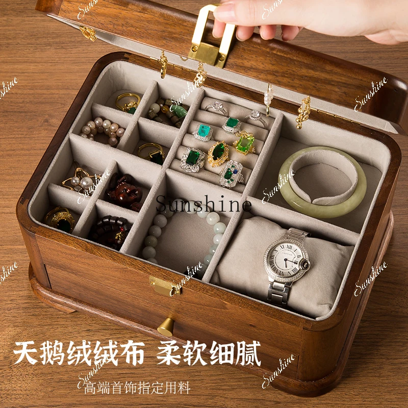Black walnut solid wood jewelry box, high-end exquisite jewelry box, wedding gift. FT