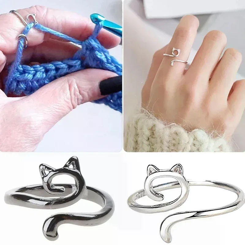 Beginner knitting crochet loop, thread loop, tension adjustment tool, adjustable size, yarn loop, cat ear crochet loop