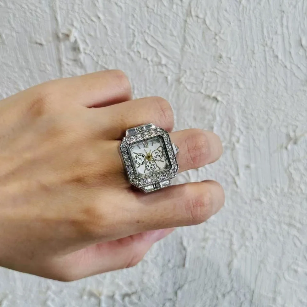 Fashion Jewelry Vintage Rings Jewelry Clock Punk Heart Shape Roman Quartz Watch Retro Alloy Finger Watch Ring Women