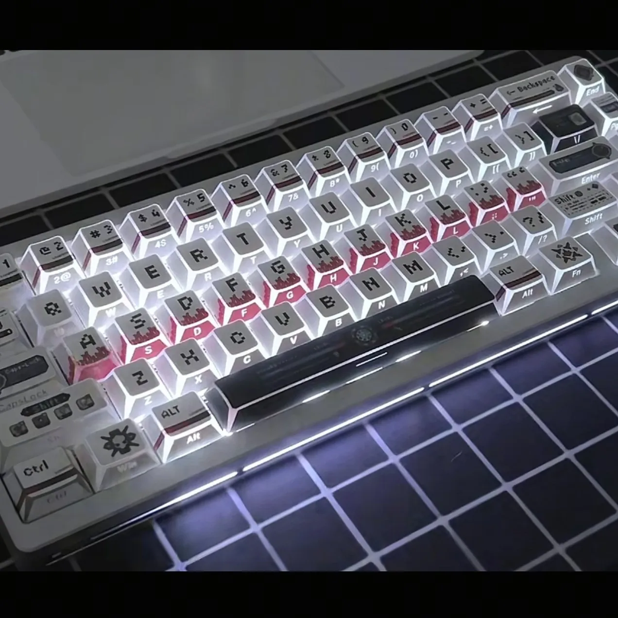 137 keys Shadow Keycap Side Print Edge Backlit keycaps Cherry Profile PBT Shine Through White keycaps For MX Mechanical Keyboard