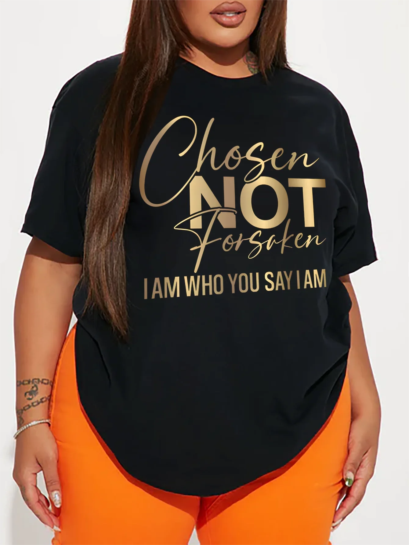 

Women Plus Size Clothing Summer Casual Short Sleeve Round Neck T-shirt Tops Printed Text Graphic Plus Size T-shirt Poleras Mujer