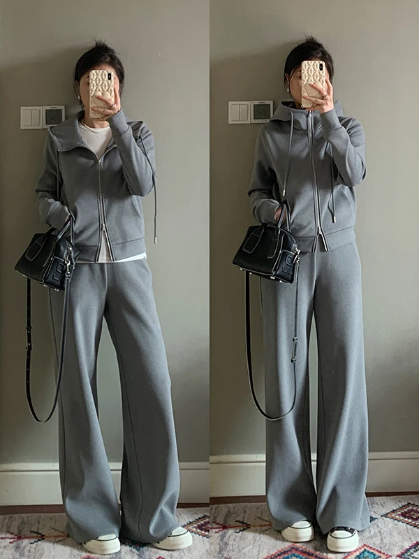 

Спортивный костюм с капюшоном серии Ay, двусторонний, осенне-зимний, новый, стильный, с цветочным принтом, женский комплект Faion