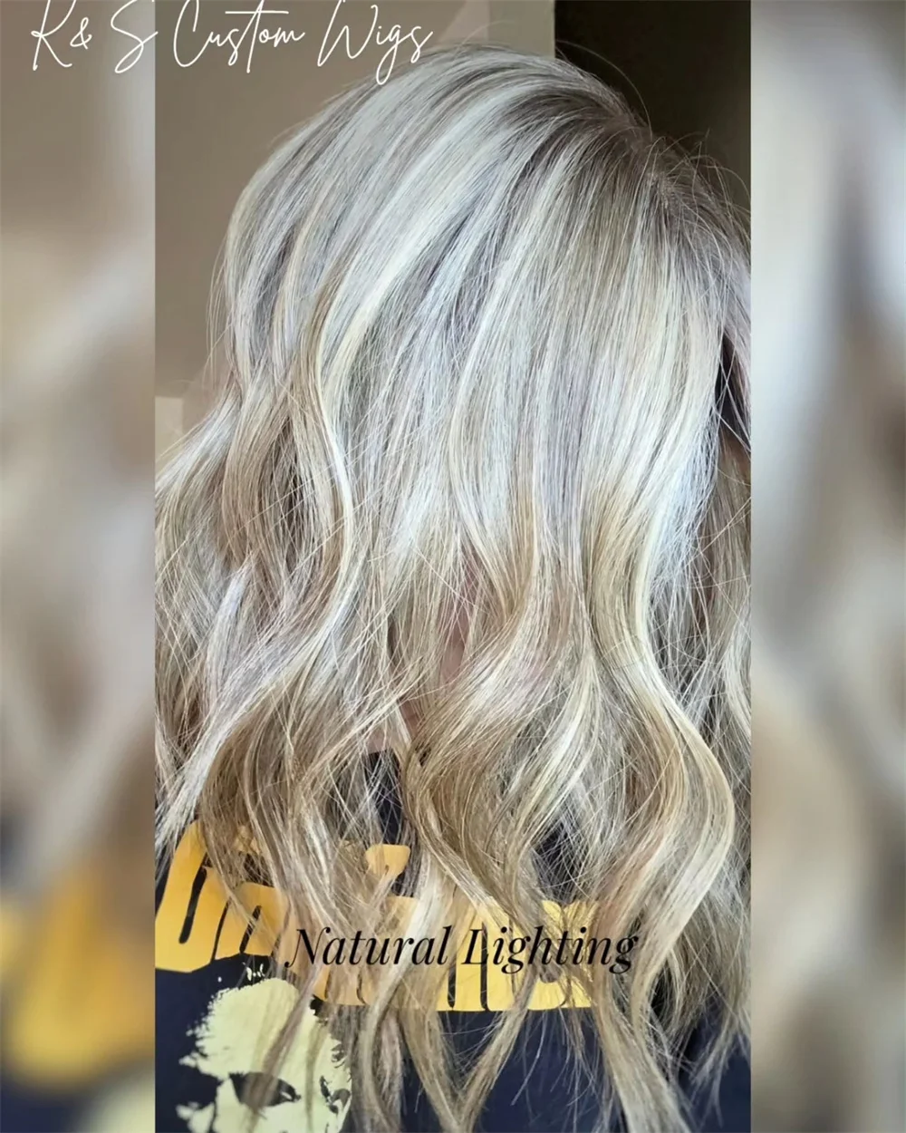 Warm Colored Loose Wave Synthetic Wig Middle Parting Brown Roots High Quality Lace Front Wig Natural Look Daily Wear for Women
