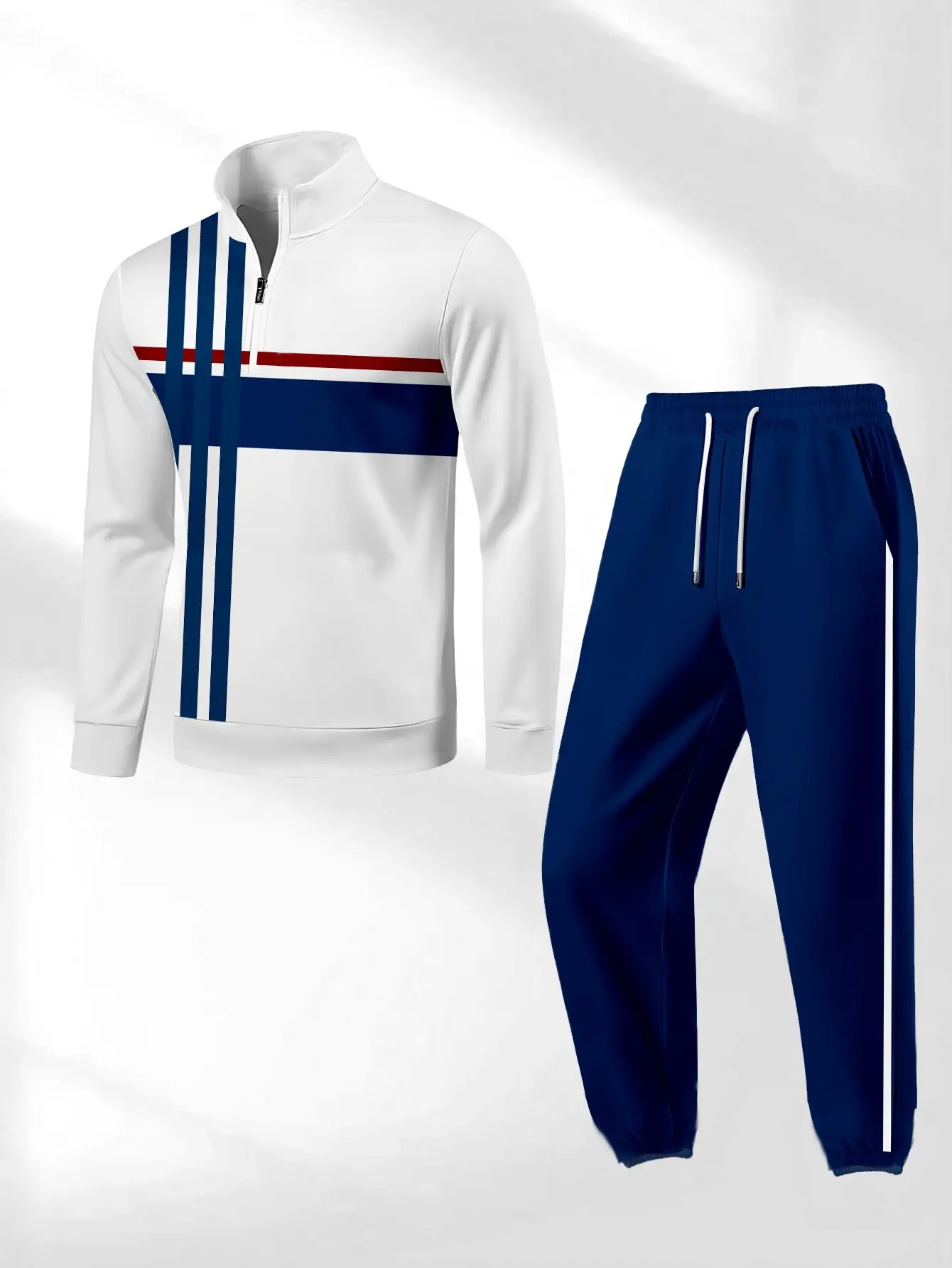 Conjunto de 2 piezas, conjunto deportivo de manga larga y pantalones largos a la moda para hombres europeos y americanos