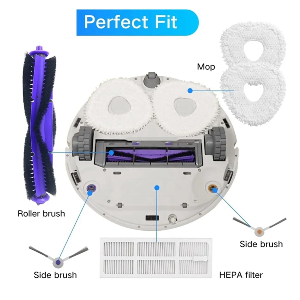 A97G فرشاة جانبية للفرشاة الرئيسية، فلتر HEPA لمجموعة ملحقات قطع غيار المكنسة الكهربائية Freo J3
