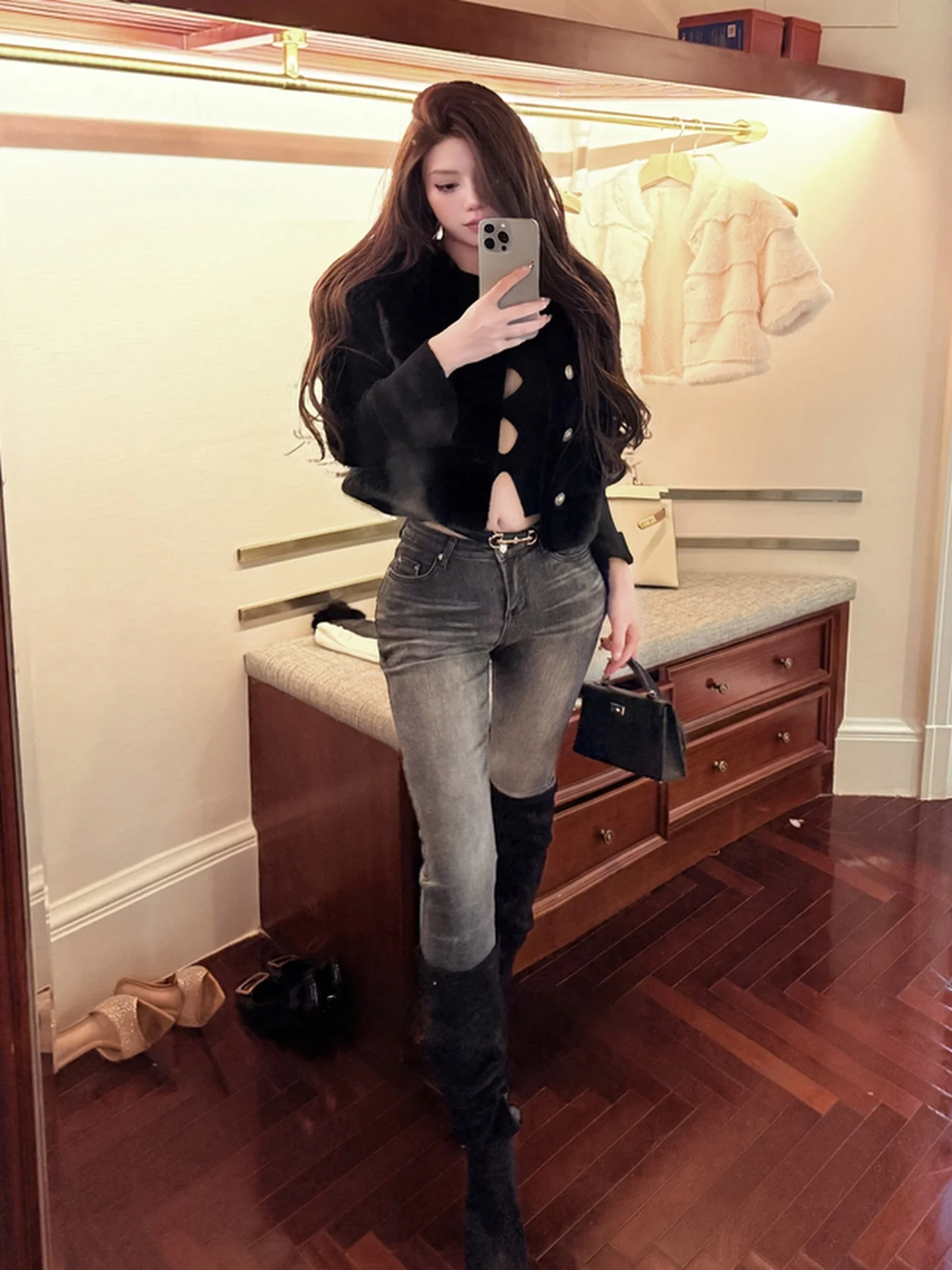 

Slim Fit Elastic Jeans Women's High Waist Bootcut Pants Tummy Control Butt Lifting Casual Style mid Stretch Denim Skinnies