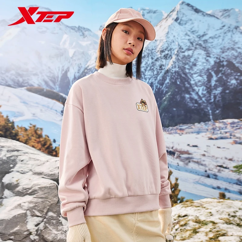 Xtep Pullover Sweater Female  Winter Soft Outdoor Leisure Street Sweatshirt Comfortable Sports Round Neck Tops 876428930024
