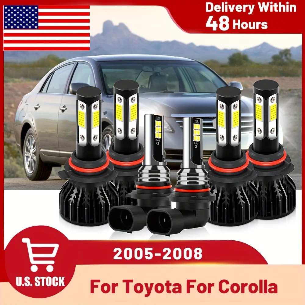 For Toyota For Corolla (2005-2008), 9005/HB3 9006/HB4 9145 LED Combo 6000K 140W Lamps 550% Brighter Hi/Lo Beam Fog Lights