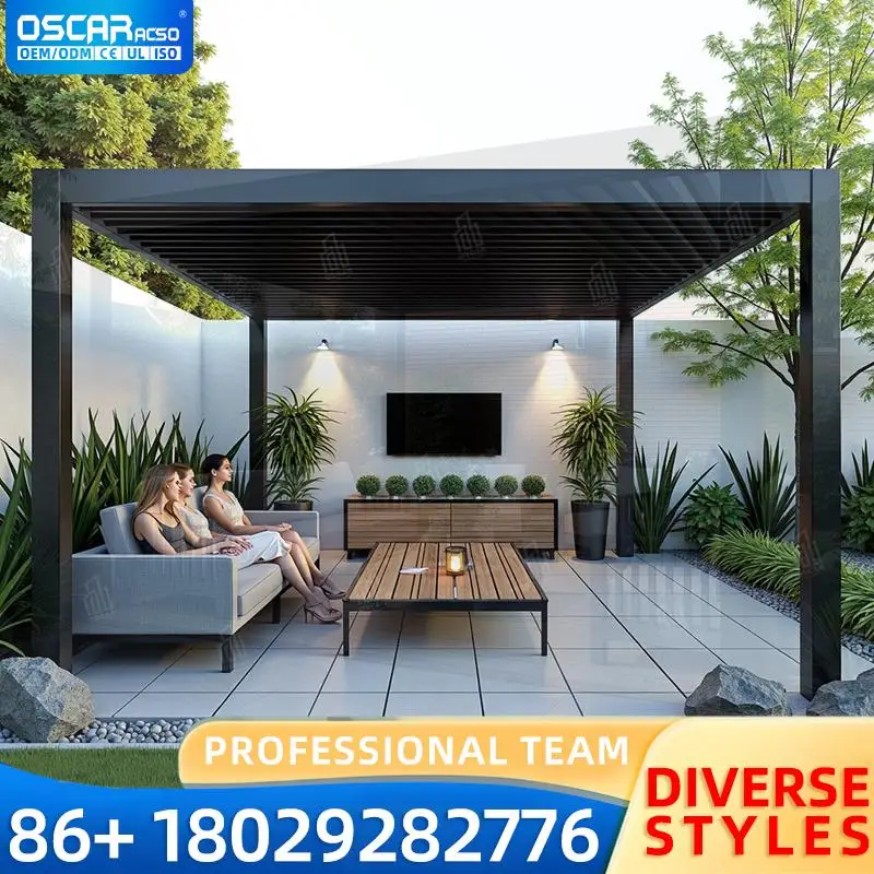 

Waterproof Louver Roof Bioclimatic Outdoor Pavilion 3X3m 3x4m 4x4m 6x4m Aluminum Pergola Garden Patio Backyard pergola