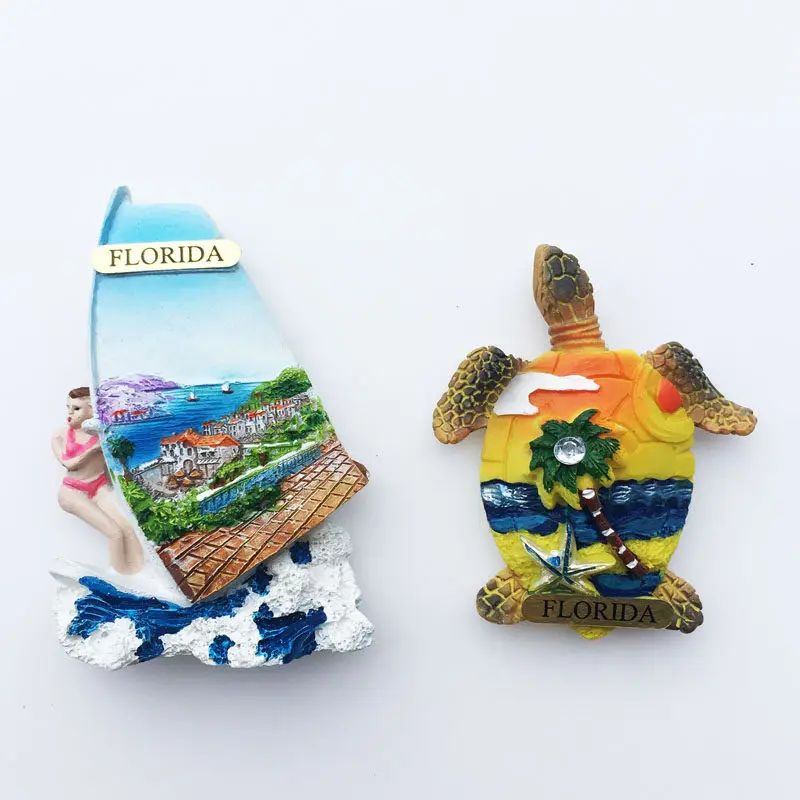 

Florida Creative Ocean Wind Tourism Memorial Decorative Crafts Three-dimensional Sea Turtle Magnetic Refrigerator Sticker