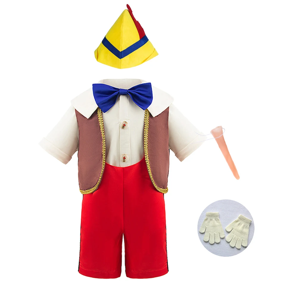 Kids Puppet Costume Set Complete with Hat Nose Gloves Boy Girl Dress Up Movie Character Outfit for Halloween Cosplay