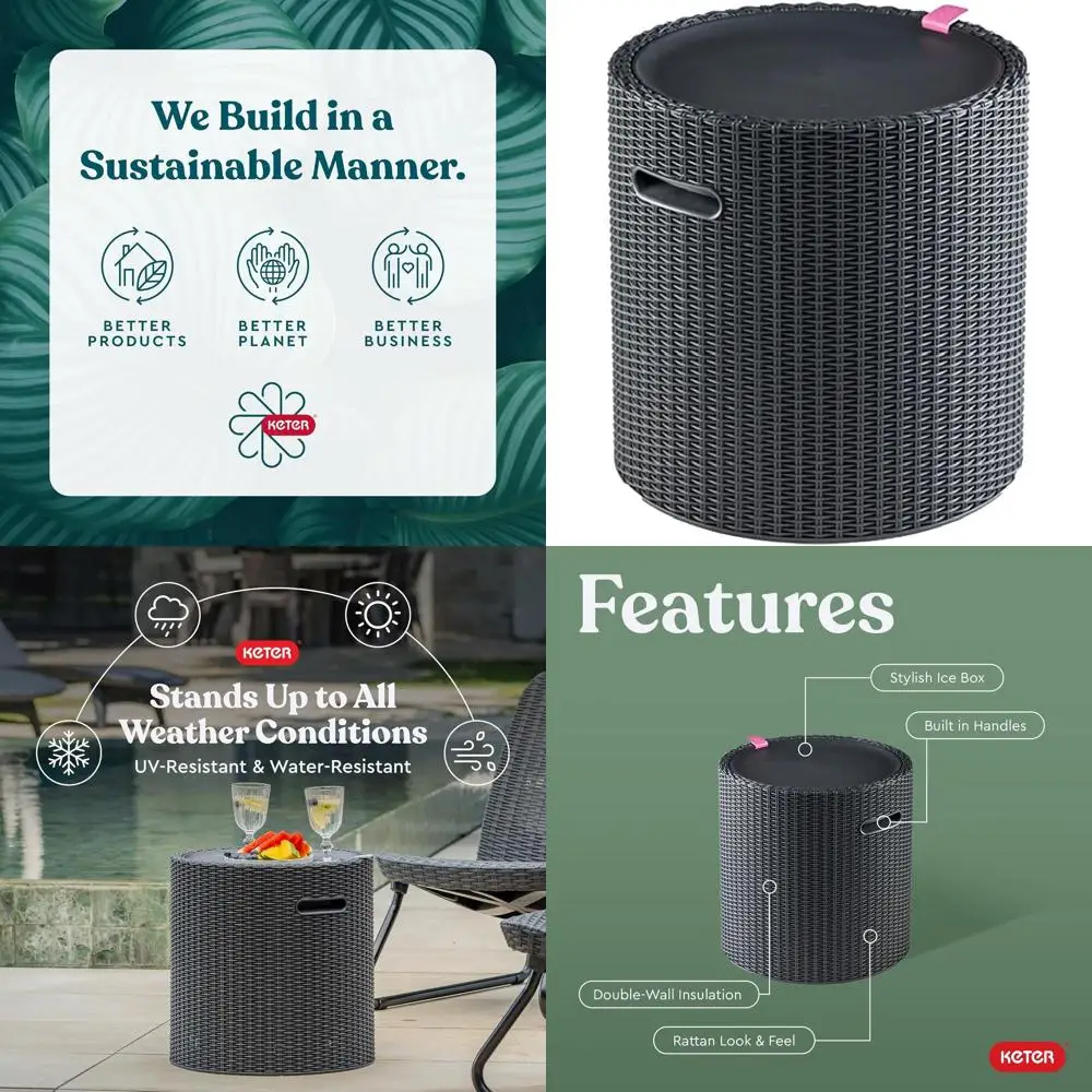 

3-in-1 Outdoor Patio Table with Ice Chest, Perfect for Hot Tubs, Patio Bars, and Portable Use, Graphite