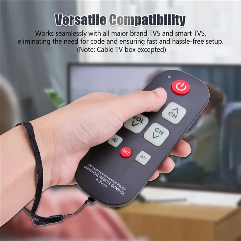 B49C 3X A-TV10 TV Remote For Seniors Universal Controller Simple Waterproof Remote Control With LED Light For All TV Models