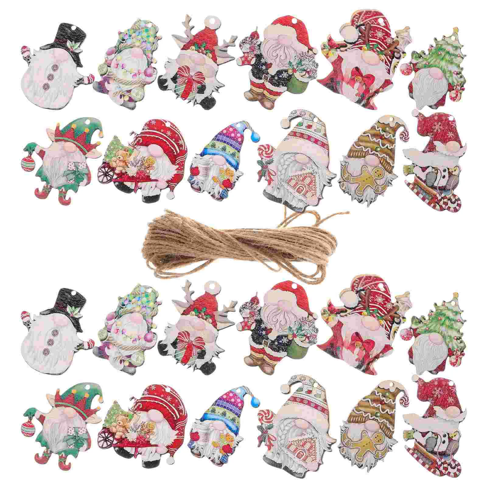 24 Pcs Car Pendant Decoration Holiday Gnome Ornaments Christmas Tree Hanging Nativity Gnomes Clearance Wooden