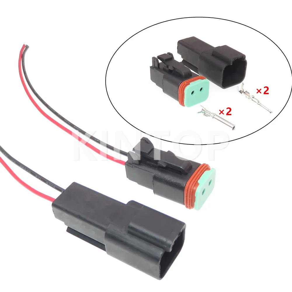 1 Set 2 Pins DT04-2P DT06-2S Car Replacement Connector Parts Black Auto AC Assembly Plastic Housing Sealed Socket With Wires