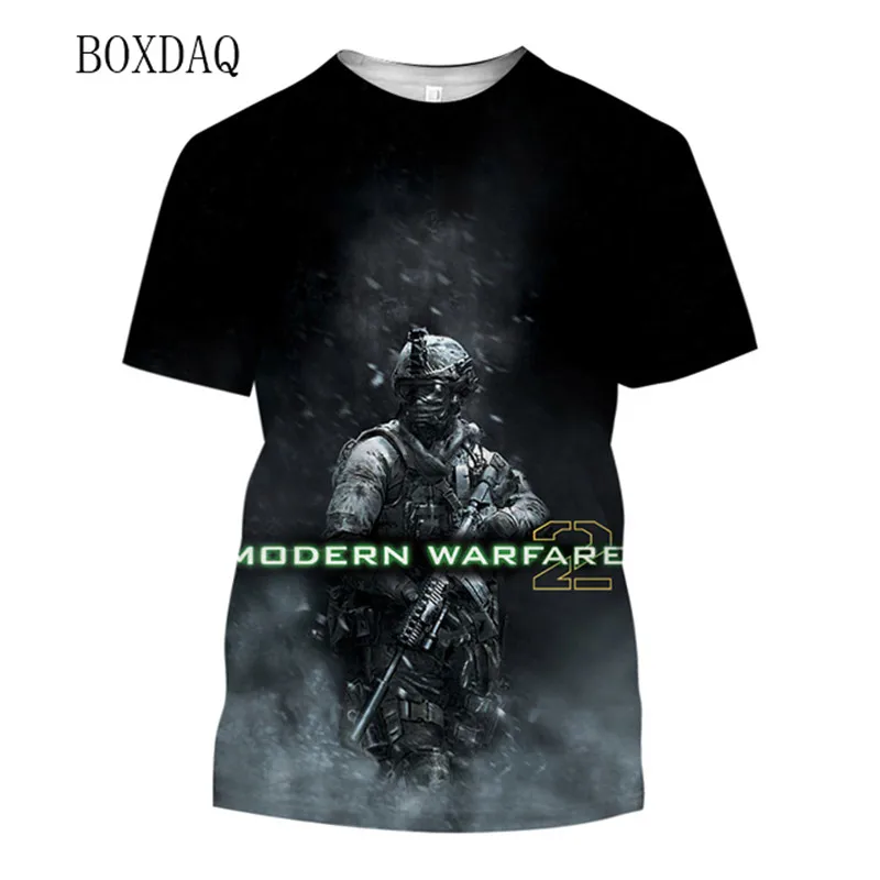 Military Style Men T-shirts Short Sleeve Battlefield Shooting Soldier 3d Print Street Tee 6XL Big Size Man Clothing Casual Tops