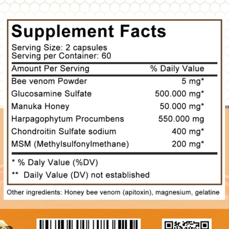 Bee Venom Extract Capsules - Anti-inflammatory Extract for Arthritis Pain Relief