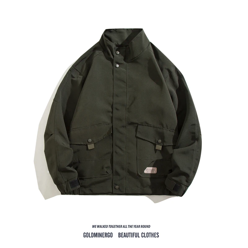 

Мужская повседневная рабочая одежда на весну-осень: модная свободная куртка-свитшот с воротником-стойкой на молнии, универсальная, с эффектом премиум-класса