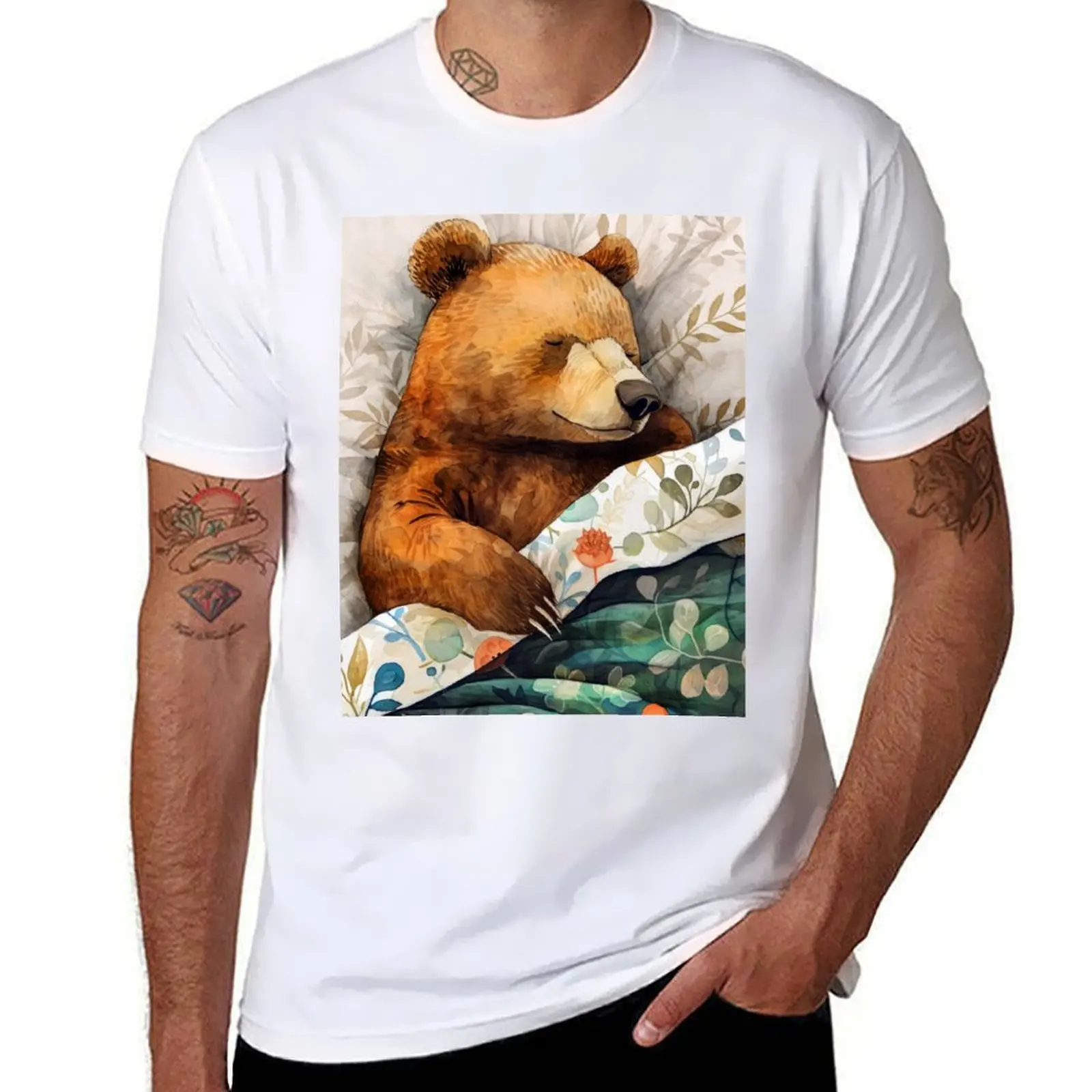 

brand #bear man Bear pack portrait for shirts luxury T-Shirt man watercolor art high t t shirts white quality