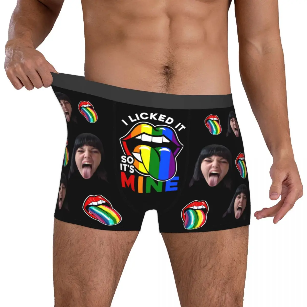 Men's I Licked It So It's Mine LBGT Pride Gift Boxer Briefs Birthday Gift Shorts Panties Personalized Underwear for Boyfriend