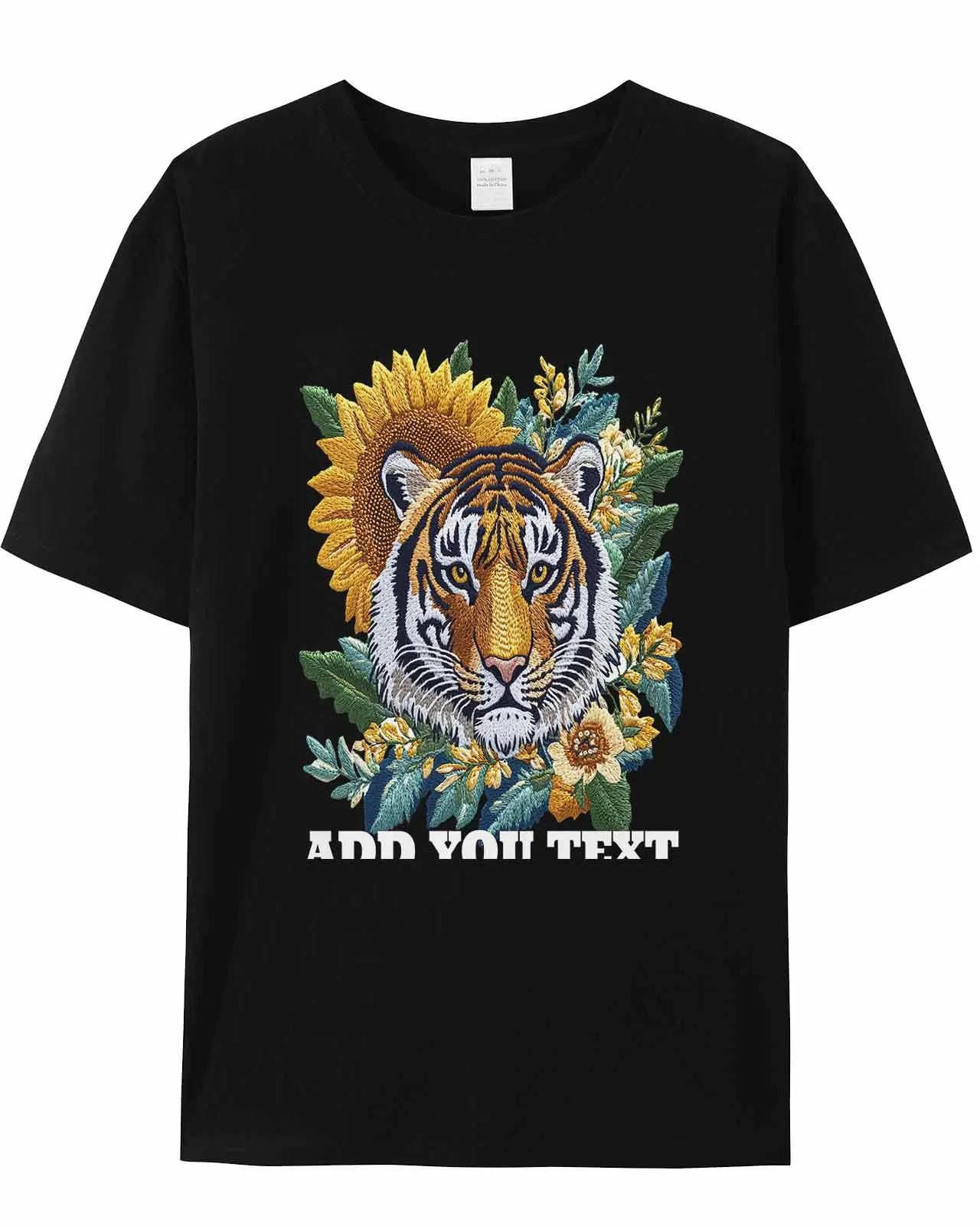 Styl linii Tiger Flower T-Shirt Lover Gift Bluza Fitness T-shirt z krótkim rękawem O-neck Odzież Topy