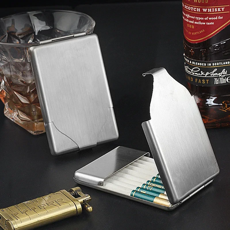 

Stainless Steel Cigarette Storage Case Ultra Thin Cigarette Box with Clip Pocket Rust-proof Moisture Cigarette Case