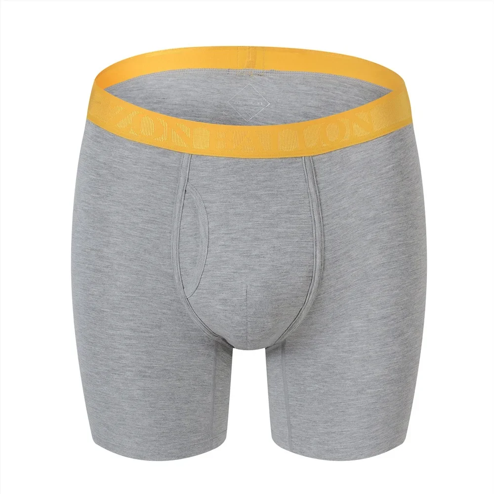 Jinshi Men's Boxer Briefs Bamboo Soft Classic Breathable No Ride Up Open Fly Boxers Underwear