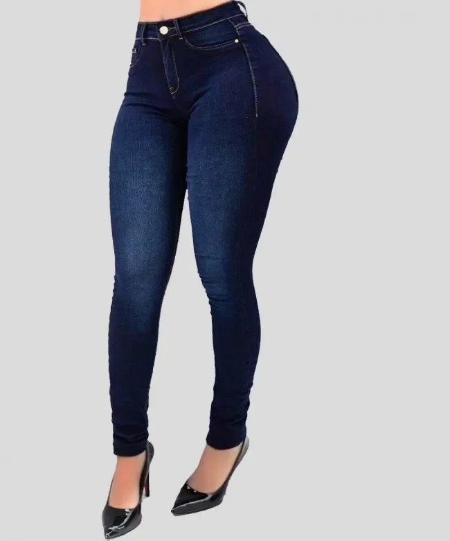 Woman\'s pure color jeans denim high waist jeans street play cultivate one\'s morality pants shaping figure with high waist jeans