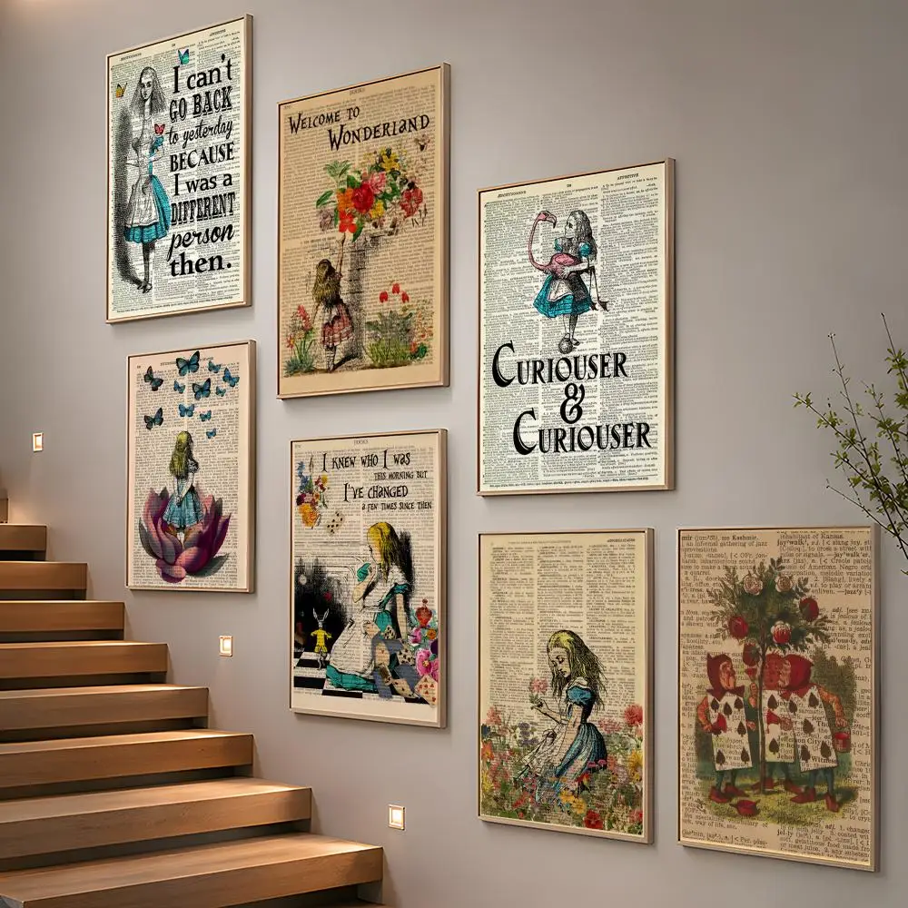 Cartoon A-Alice In Wonderland anime Poster HD Modern Peel and Stick Wall Decor for Bedroom Living Room Dorm Office Kitchen Bathr