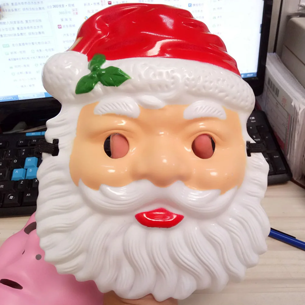 

3 Pcs Christmas Santa Claus Mask Face Plastic Funny Role Play Party Prop Xmas Celebration Accessories