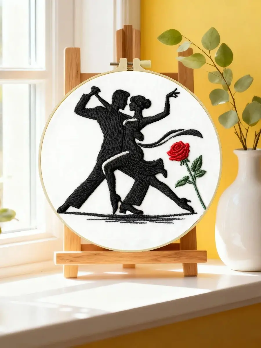1 Stück 20X20CM/15X15CM 7,87/6,3 Zoll Tanz-Stickerei-Starter-Kit DIY-Kit DIY-Stickerei-Set Handarbeiten Malerei Nähen Kunst – Detail 6