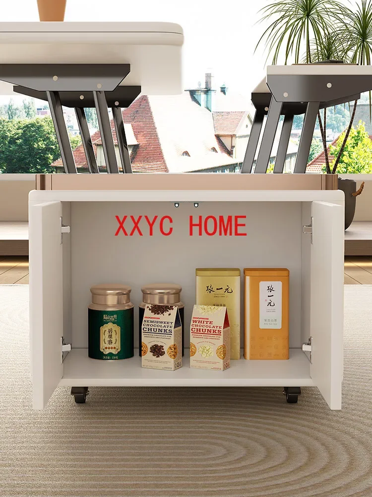Lifting Multifunctional Tea Table Home Folding Dining Table Living Room Light Luxury Modern Tea Table