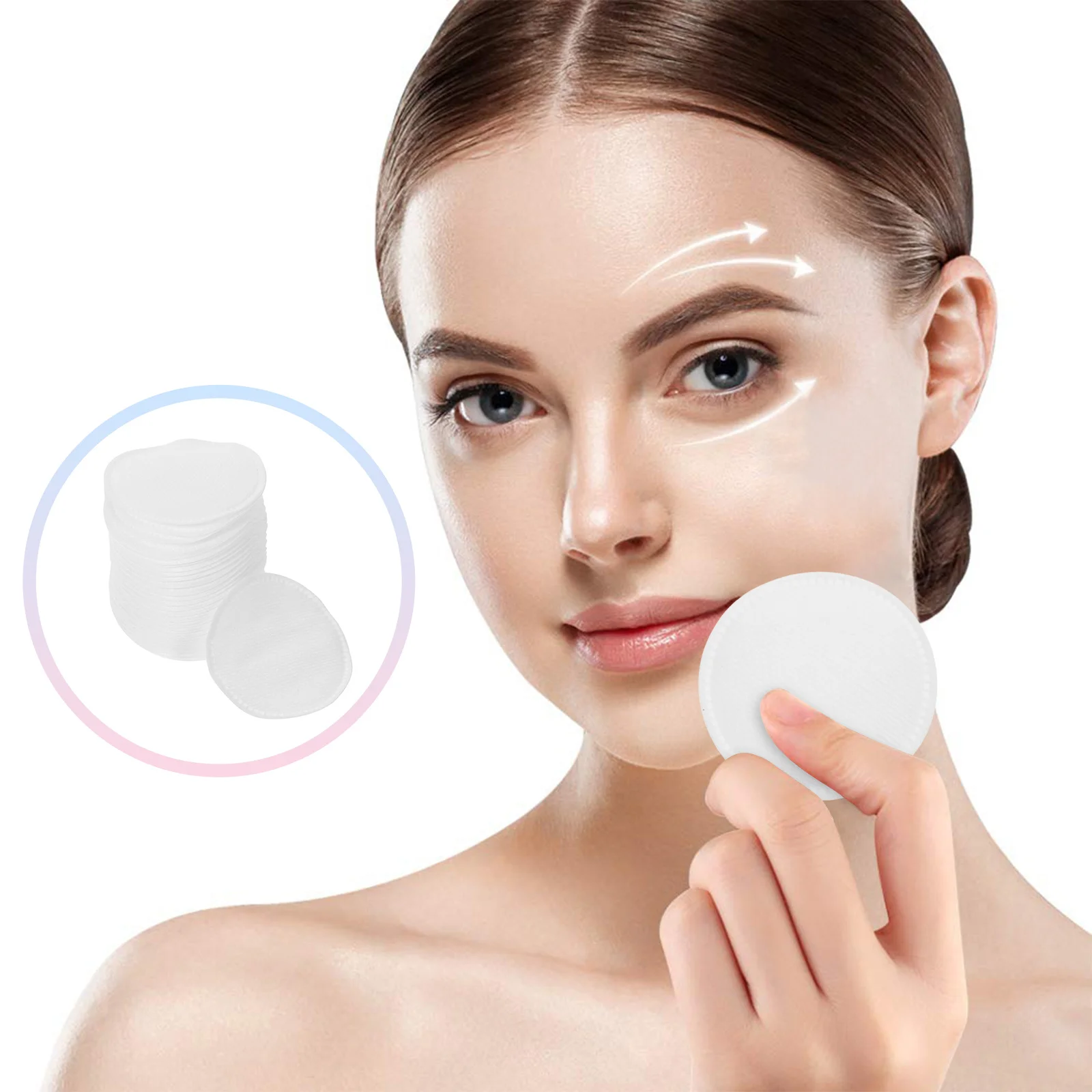 60pcs Facial Round Makeup Remover For Skin Care Facial Cotton Pads Clean Face Wash Wipes Pure Cotton Cleansing Pads