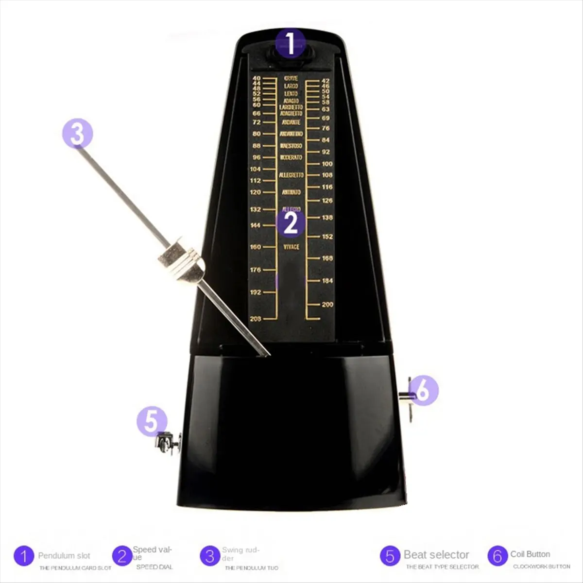 

Спортивный метроном, механический метроном для фортепиано, универсальный инструментальный метроном, подходит для фортепиано, гитары, эрху.