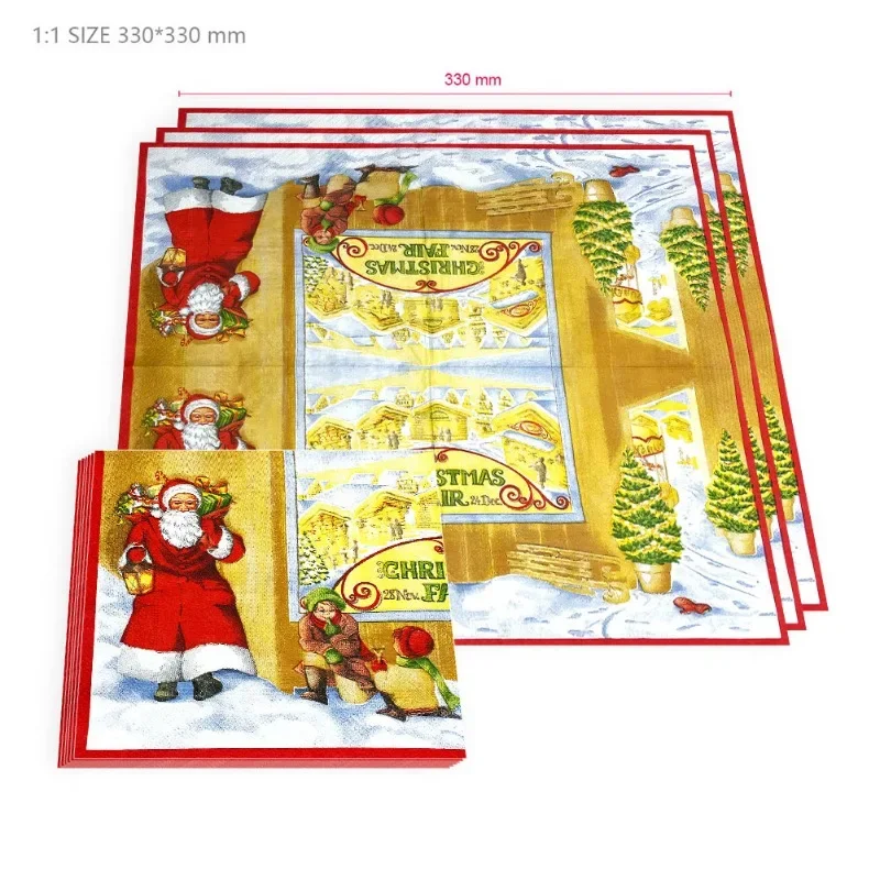 20pcs/Pac 33cm 2-Ply Snow Winter Christmas Series Printed Colorful Paper Napkins Christmas Party Decoration Supplies Napkins