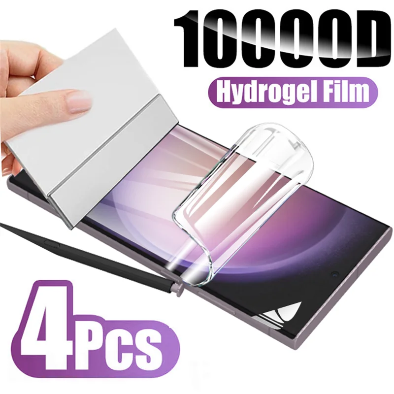 4Pcs Full Cover Screen Protector For Smsung Galaxy S23 S22 S21 Ultra Hydrogel Film For Galaxy S20 S10 S9 S8 Plus Film Not Glass