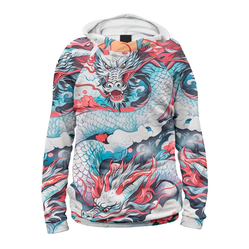 ثلاثية الأبعاد مطبوعة كول الوشم هوديي للرجال التنين الصيني نمط البلوز الخريف بلايز عادية فضفاض البلوفرات طويلة الأكمام هوديس