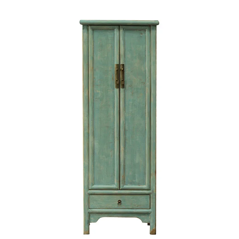 Chinese antique style wooden bedroom blue cloth wardrobe, household, civilian furniture