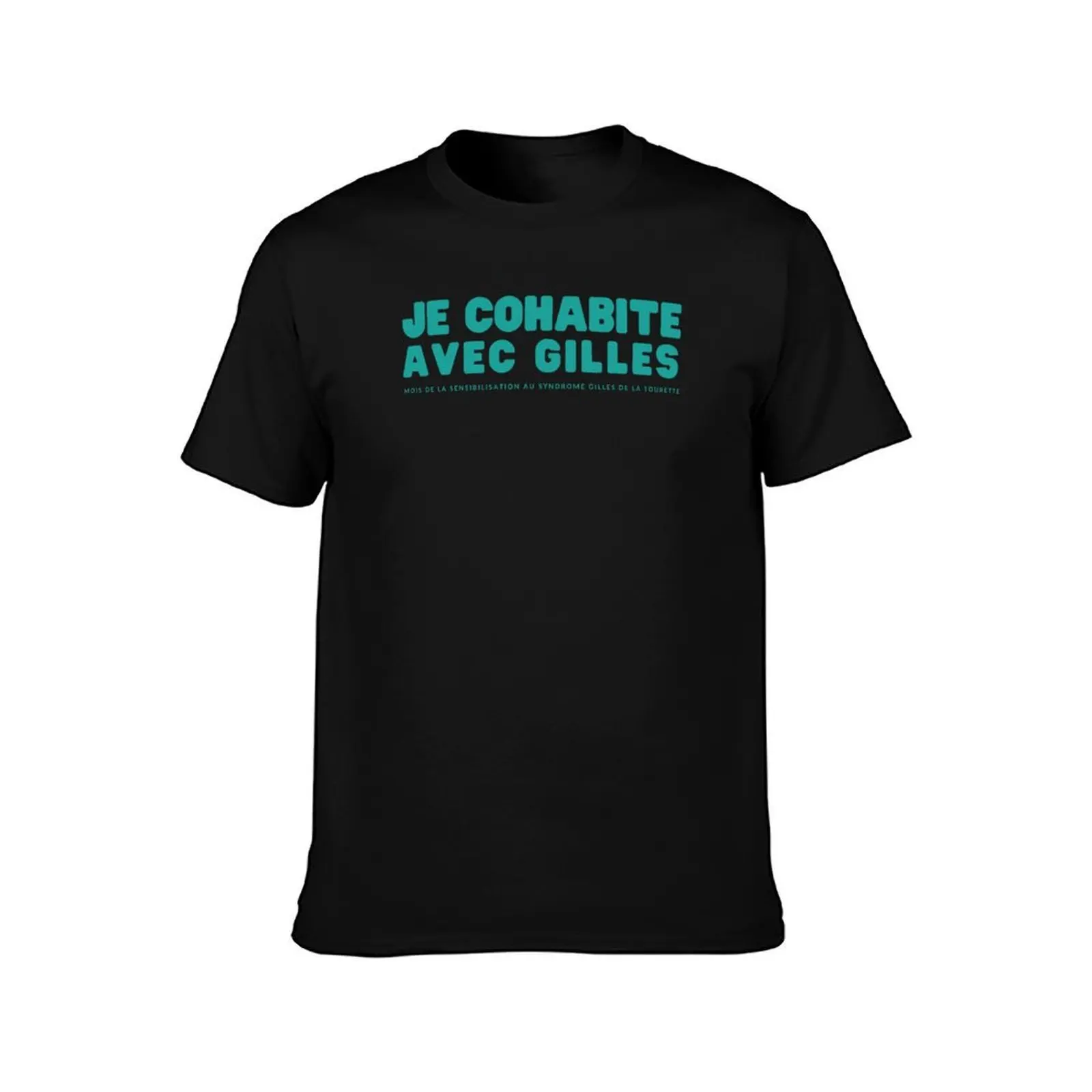 I live with Gilles teal letters T-Shirt UV Protection Outdoor Tee Shirt T-Shirt