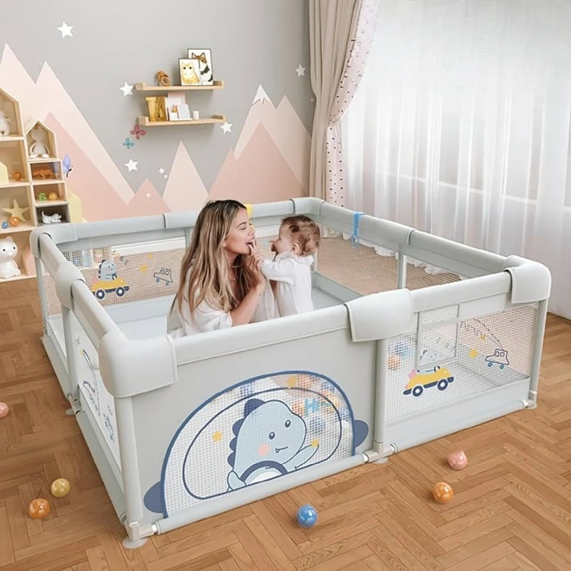 

Большой детский манеж, безопасная игровая ручка для малышей, динозавр, мягкий детский забор, игровые дворы для использования в помещении и на открытом воздухе с дышащей сеткой