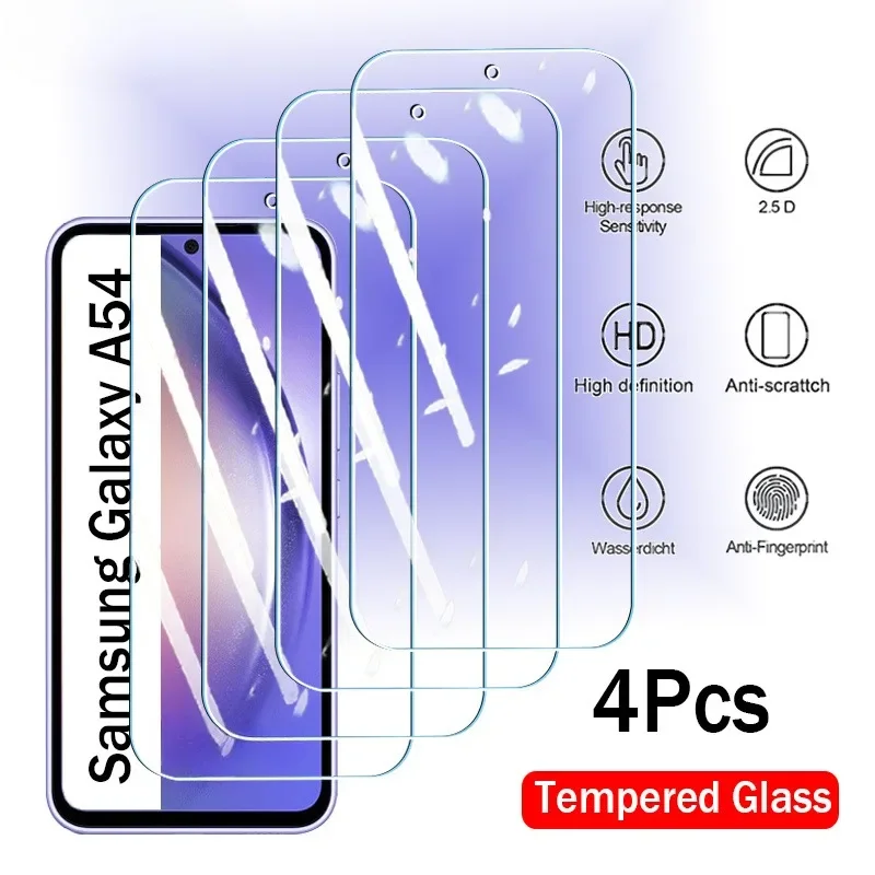 

4Pcs Tempered Glass For Samsung Galaxy A54 A24 A53 A23 A52 A22 A51 A21 M54 M53 M52 M51 Cover Screen Protector Protective Glass