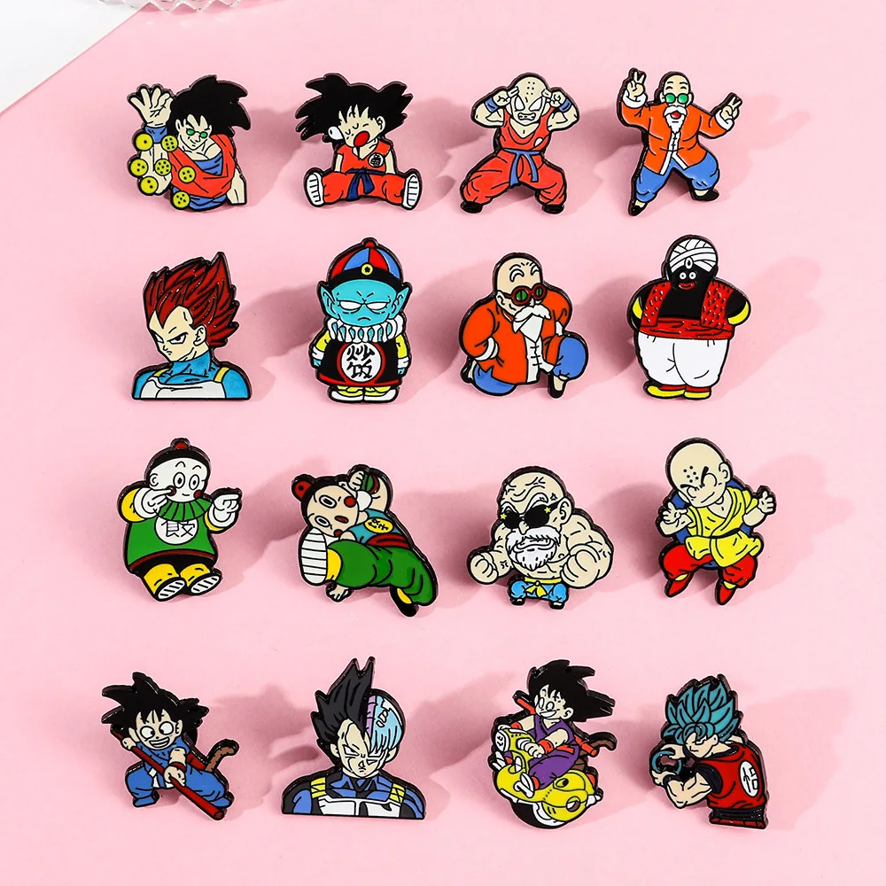 DRAGON BALL Emaille-Pins Goku Broschen Abzeichen für Rucksack Anstecknadeln Kleidung Schmuck Dekoration Kleidungszubehör