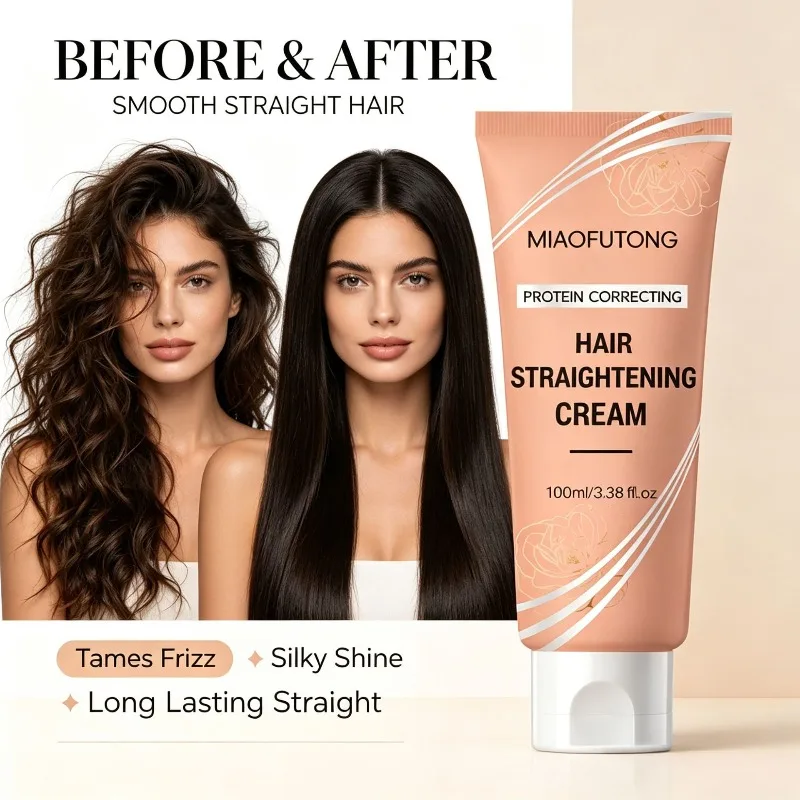 Protein Hair Straightening Cream 100ml – Smoothing & Softening Formula for Frizzy Unruly Hair, Long Lasting Sleek Style