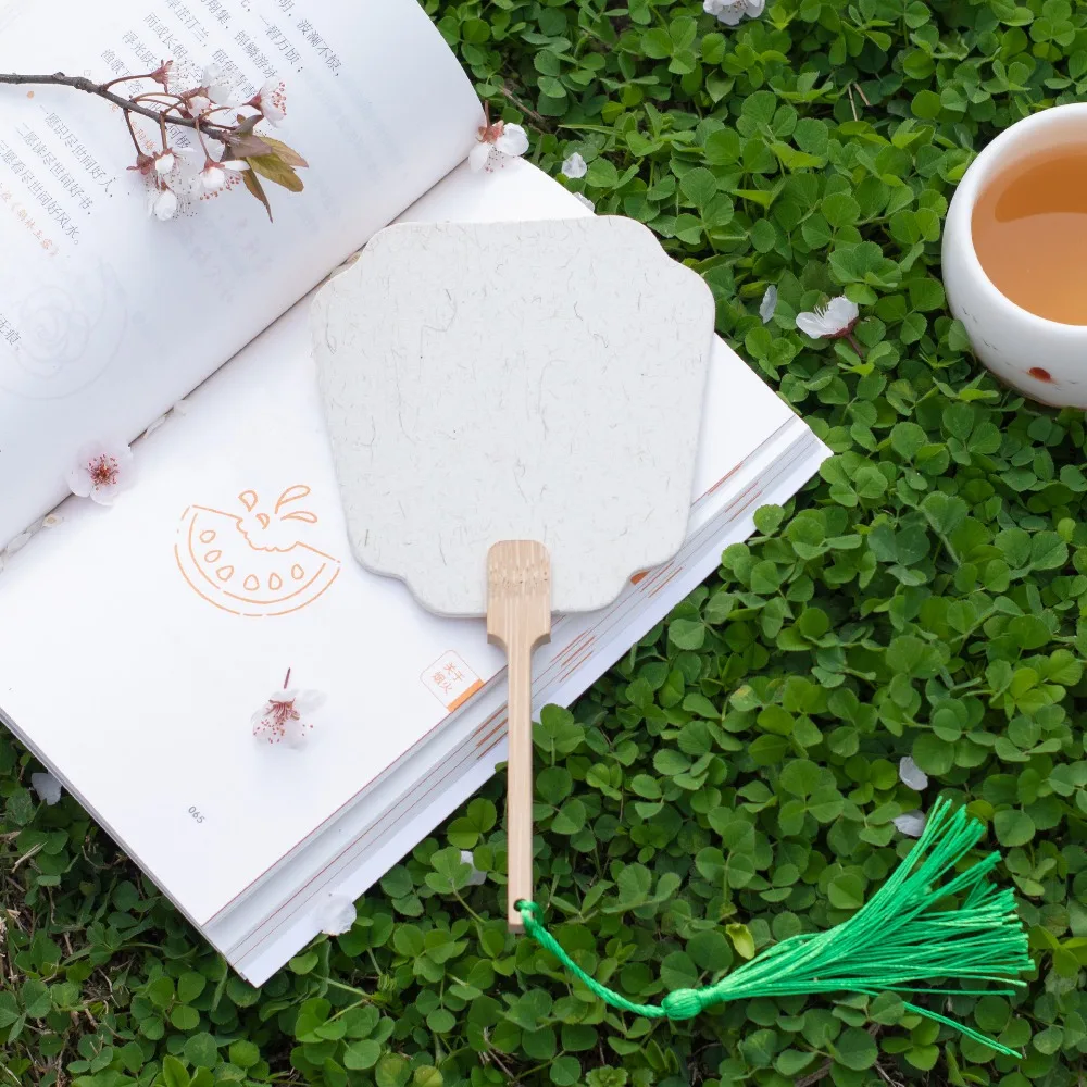 Art Hand Fans Chinese Style Mini Graffiti Fans Round Xuan Paper Blank Painting Fans Handmade Unfinished Paper Hand Fan Hanfu