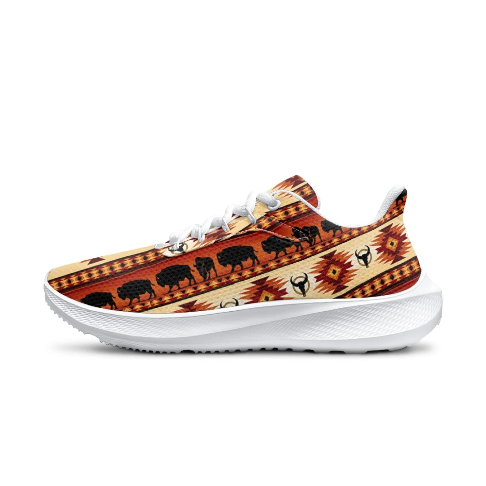 INSTANTARTS Ethnic Tribal Women's Running Shoes Comfortable Breathable Tribal Cattle Sports Shoes Aztec Printed Casual Sneaker